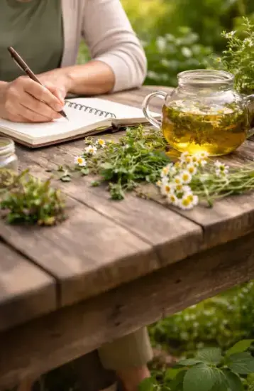 Préparation de plantes médicinales en phytothérapie et herboristerie